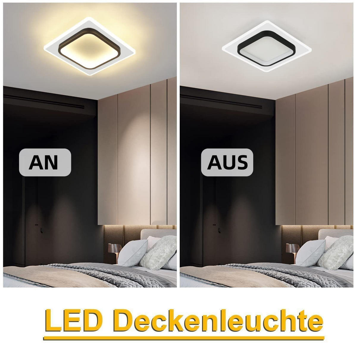 LED-DECKENLEUCHTE Harmonie 23.5/23.5/7 cm - Schwarz/Weiß, Kunststoff (23.5/23.5/7cm) - Nettlife