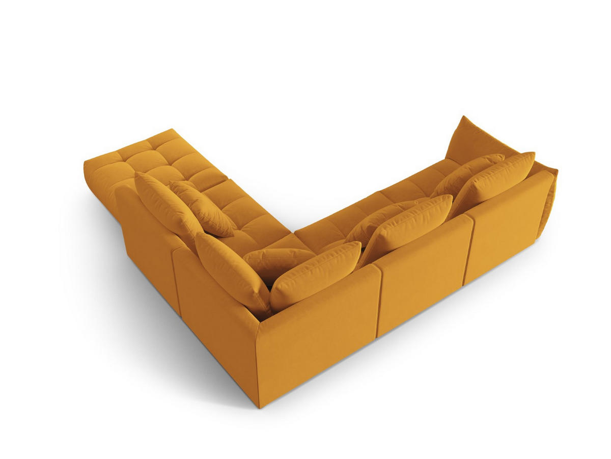 ECKSOFA modular rechts Bloom aus Samt gelb 4 Sitzplätze - Gelb, Textil (310/316cm) - Micadoni