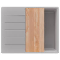 SPÜLBECKEN Kopenhagen, 2-er set Grau 62/50 cm 1 Becken + Ablauf-Set + Schneidebrett ab 45er Unterschrank - Beige/Grau, Kunststoff (62/20/50cm) - Primagran