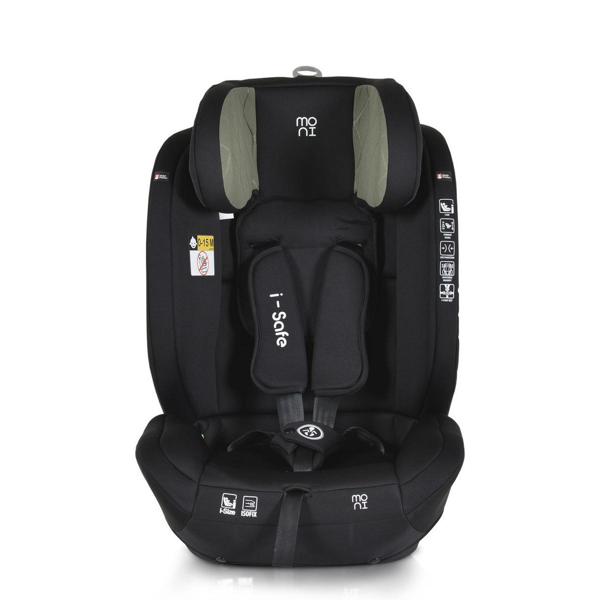 KINDERSITZ i-Size i-Safe grün (76-150cm) Isofix, Top Tether, 13-fach verstellbar - Grün, Kunststoff (45/60/46cm) - Moni