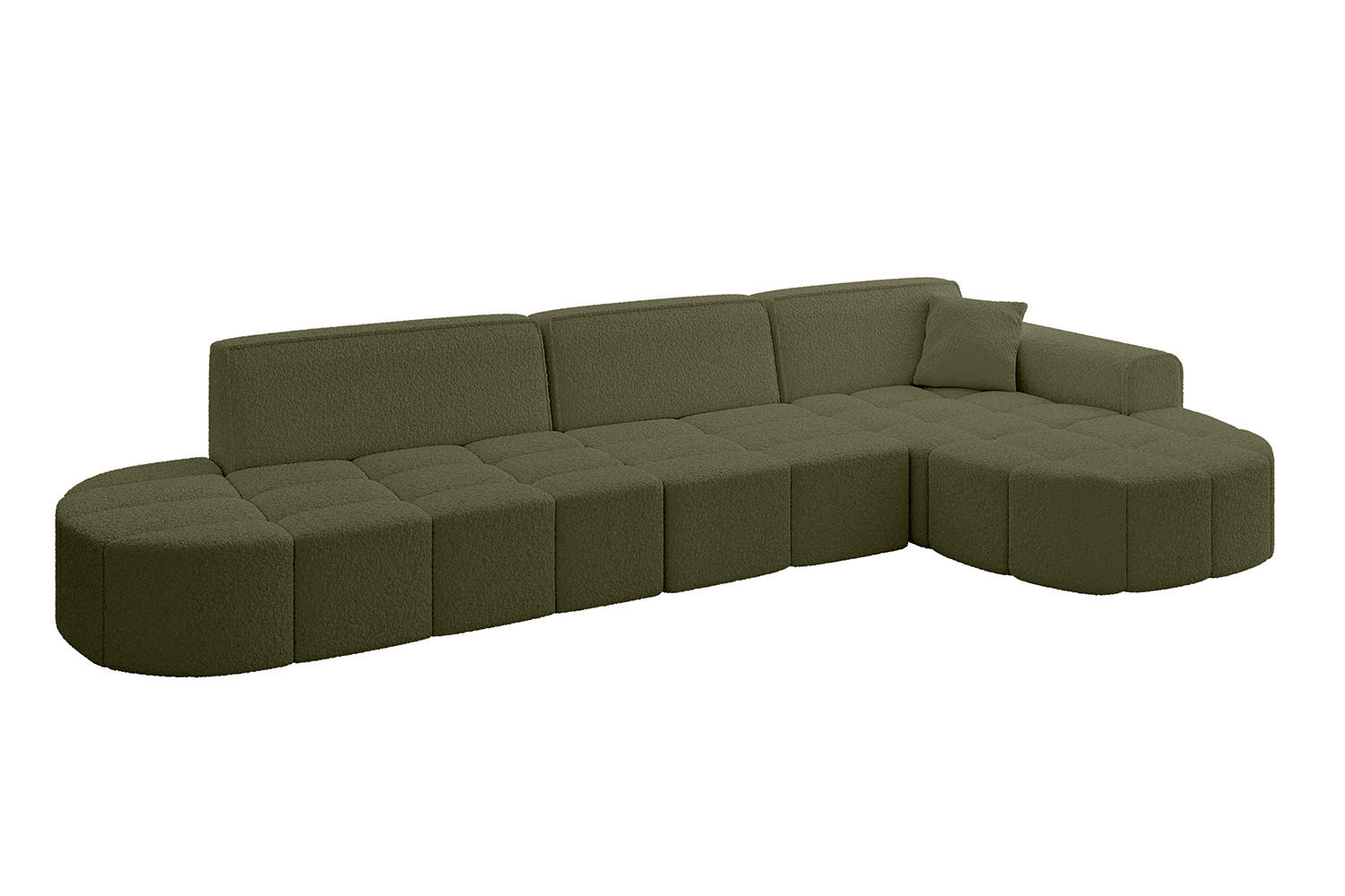 ECKSOFA Ottomane Rechts LIVO-L2 - 337x173x79,5 cm Grün - Grün, Holzwerkstoff/Textil (337/173cm) - ALTDECOR