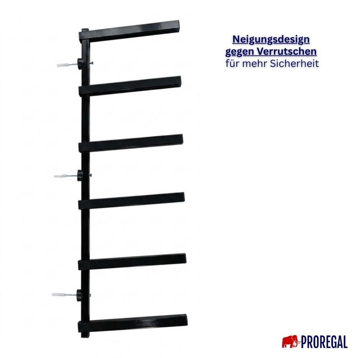 KRAGARMREGAL Wandmontage mit 6 Ebenen Schwarz - Schwarz, Metall (35/103/35cm) - PROREGAL