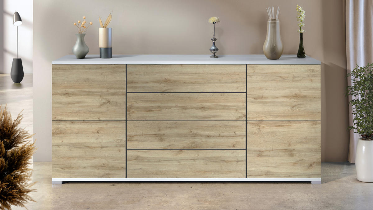 SIDEBOARD Rova Eiche Wotan - Eiche Wotan, Holzwerkstoff (166.5/75.5/35cm) - Vladon