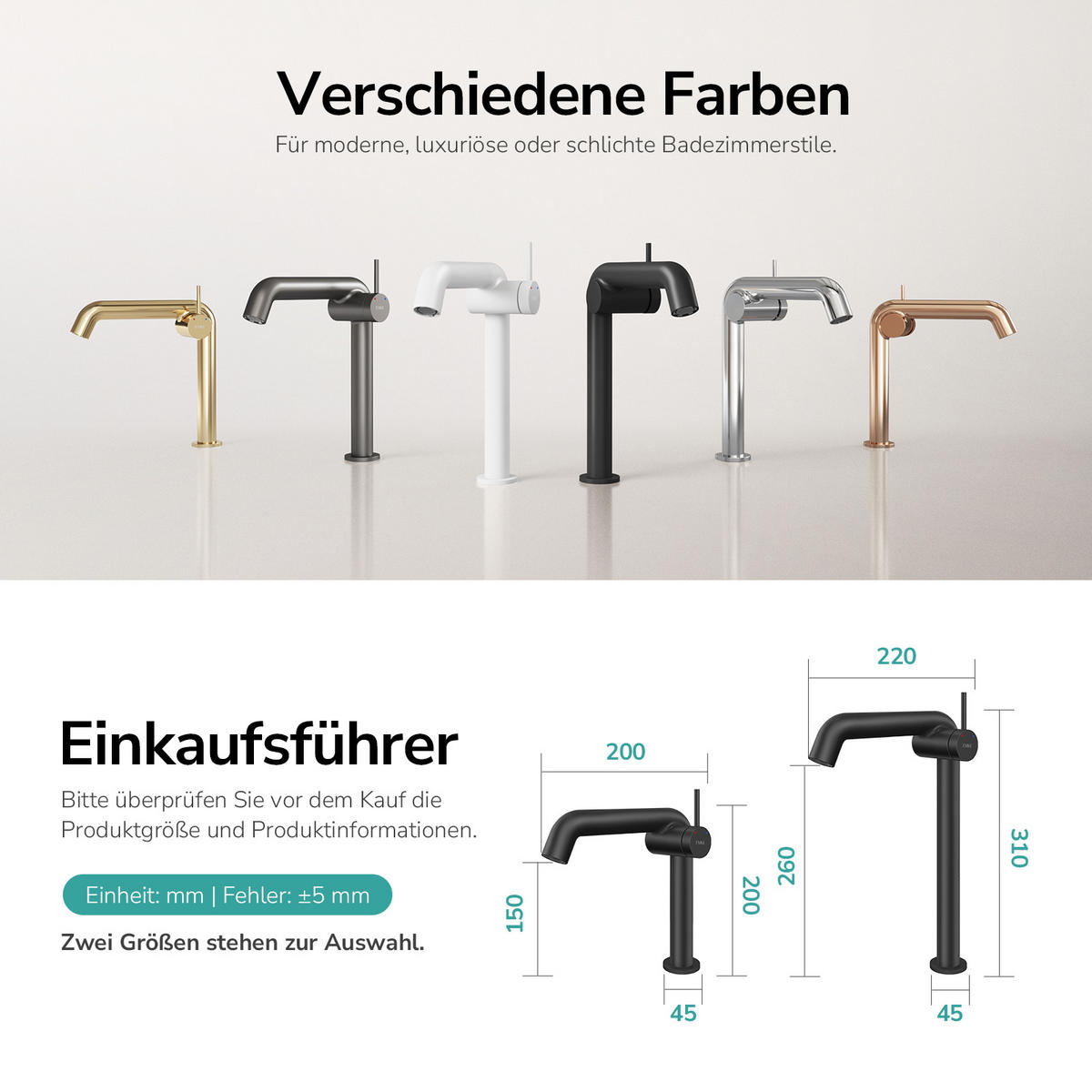 WASCHTISCHARMATUR Ventilkernzertifizierung Schwarz Matt 15cm - Schwarz, Metall (20/7.6/22.2cm) - EMKE