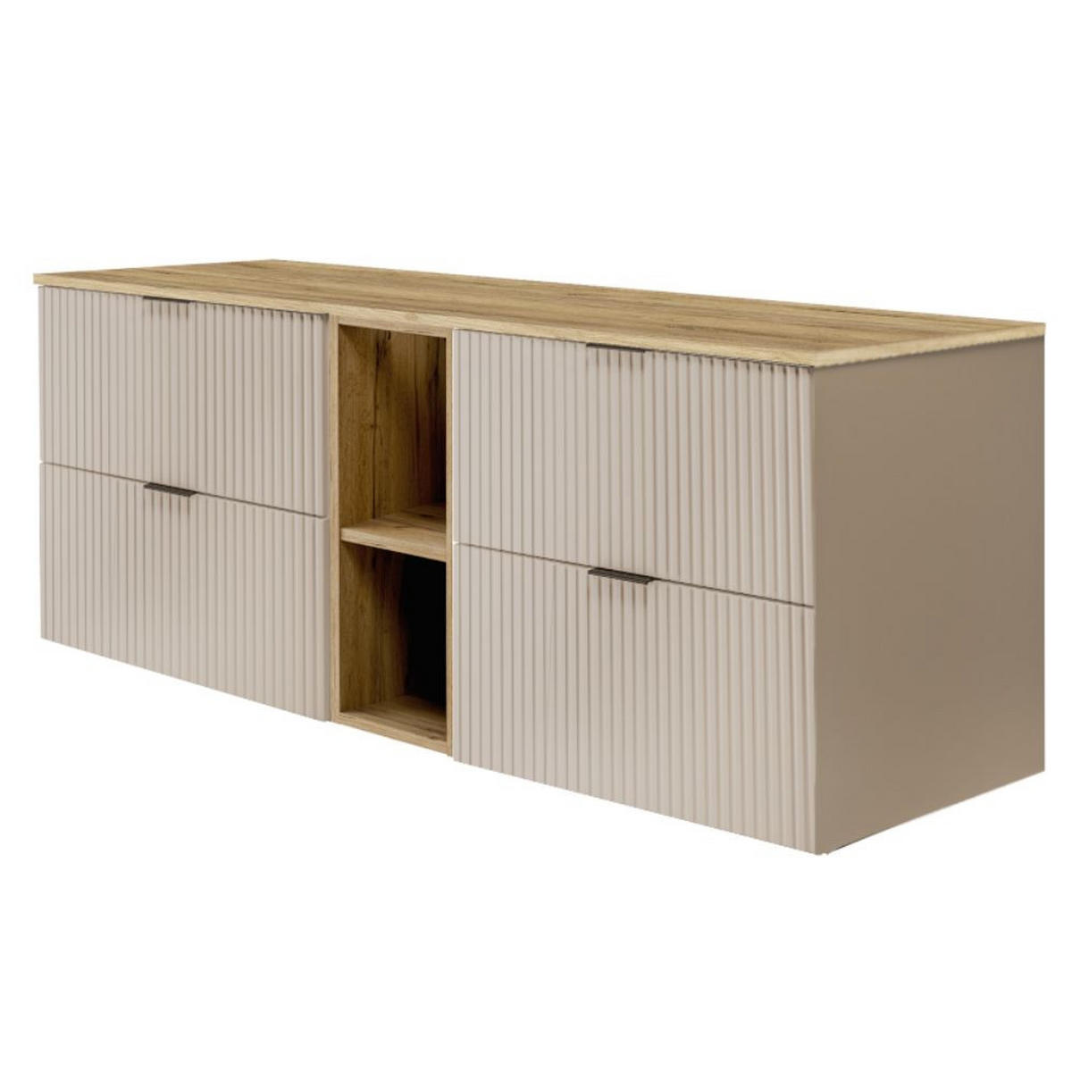 WASCHBECKUNTERSCHRANK FLOW mit Regal Kaschmir/Eiche 140/57/46 cm - Kaschmir/Eichefarben, Holzwerkstoff (140/57/46cm) - Rodan