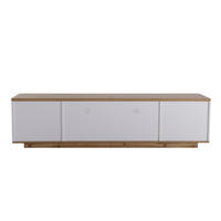 LOWBOARD 180/46/38 cm in Weiß und Holzoptik mit 5 Türen und offenen Fächern - Weiß, Holzwerkstoff (180/46/38cm) - Flora Grace