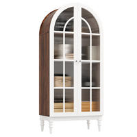 HIGHBOARD Weiß 76×38,5×165 cm mit Bogenfront und Riffelglas-Türen aus Holzwerkstoff - Weiß, Holzwerkstoff (76/165/38.5cm) - Luhomfu