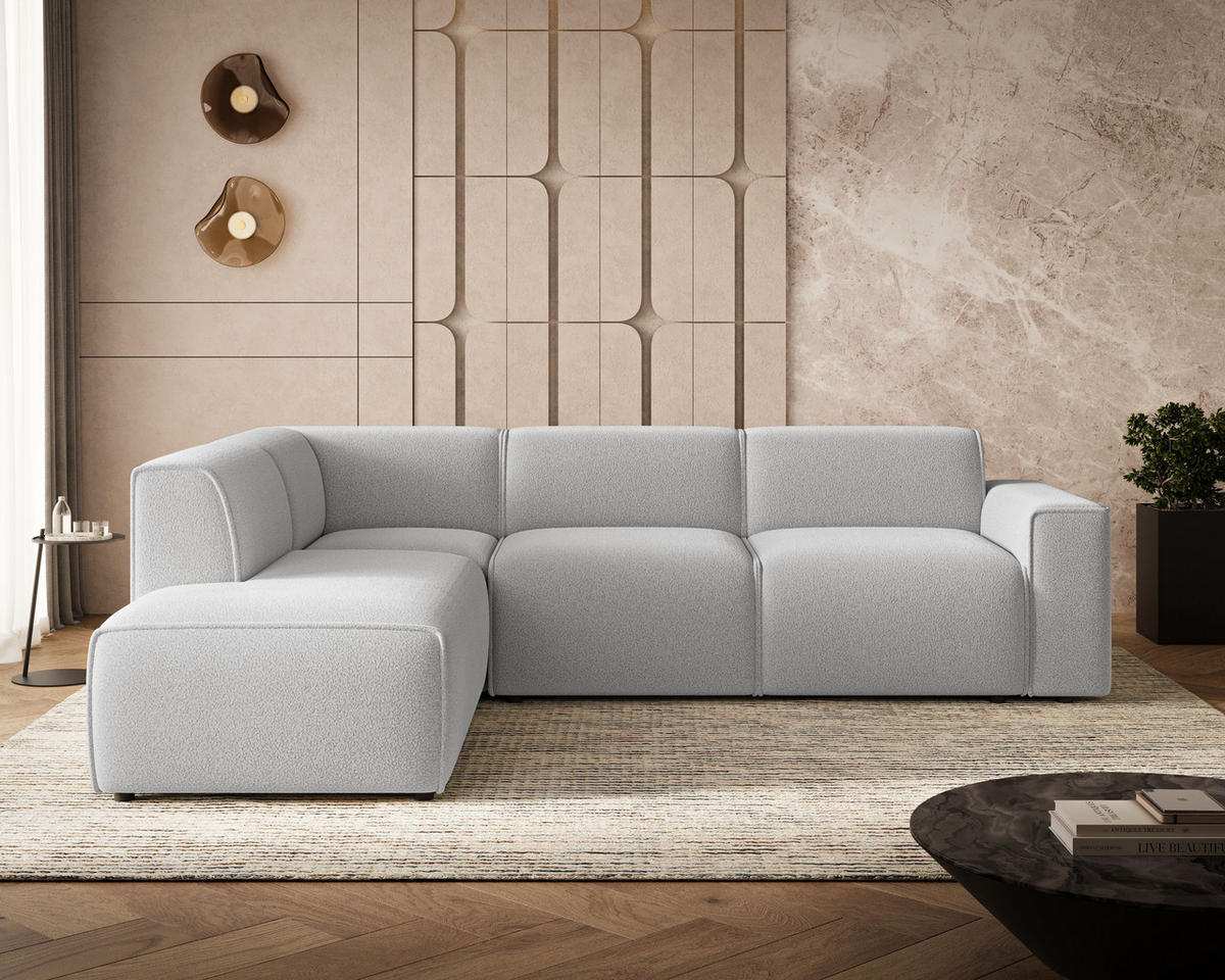 ECKSOFA Eluno Grau Links - Schwarz/Grau, Holz/Kunststoff (220/292cm) - Graingold