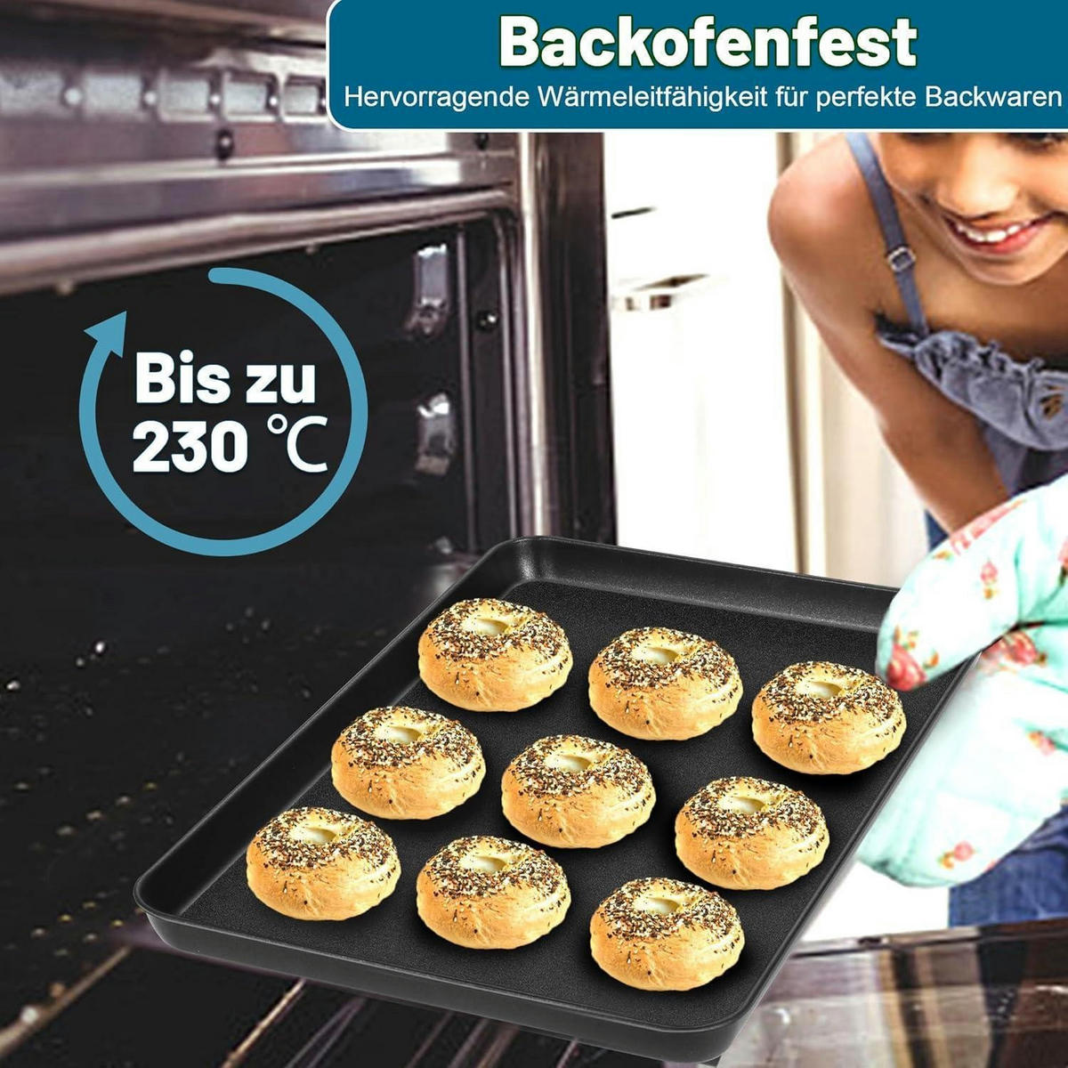 BACKBLECH 2er Set Antihaftbeschichtet 31,6 x 24,5 x 2,5 cm - Schwarz, Metall (24.5/2.5/31.6cm)