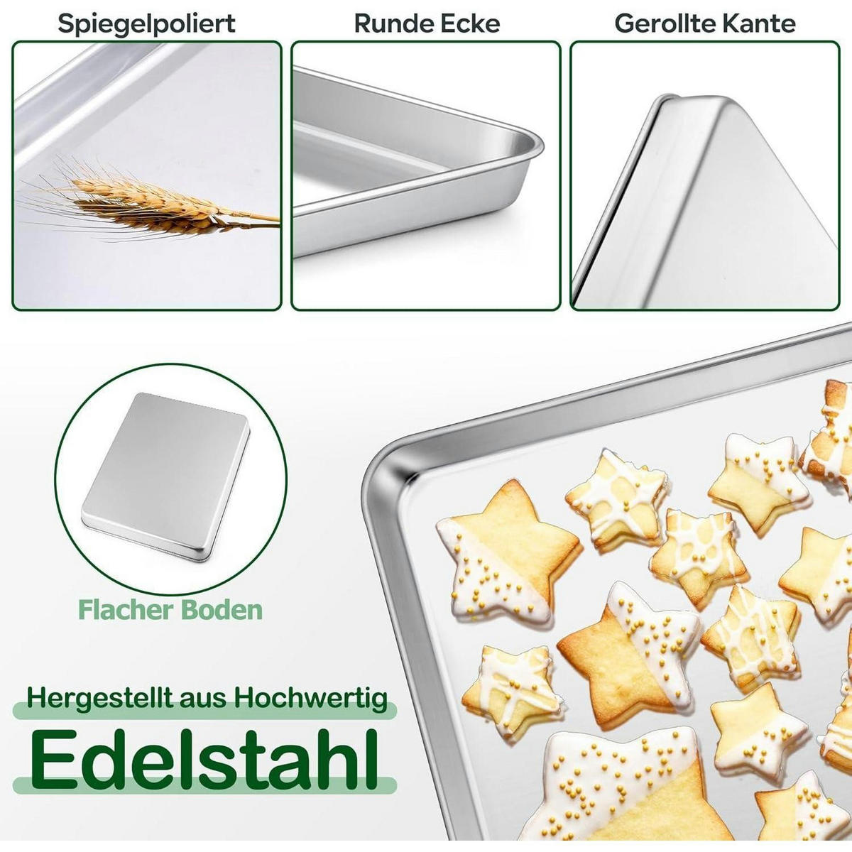 BACKBLECH Edelstahl 31 x 24 x 2,5 cm - Silberfarben, Metall (24/2.5/31cm)