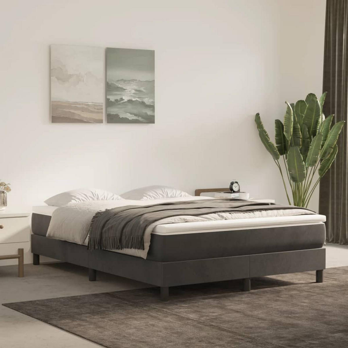 BETTGESTELL Dunkelgrau 140/200 Cm Samt - Grau, Holzwerkstoff (140/200cm) - vidaXL