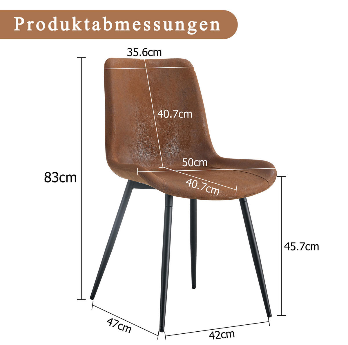 ESSZIMMERSTUHL 4er-Set Tech-Fabric Braun Metallgestell Schwarz - Braun, Metall (47/83/50cm) - Meubliv