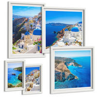 BILDER SET 5er Set - 50x50 cm & 20x30 cm & 40x60 cm Weißer Rahmen - Architekturlandschaft Oia Santorin Griechenland - Weiß, Kunststoff (40/60cm) - TULUP