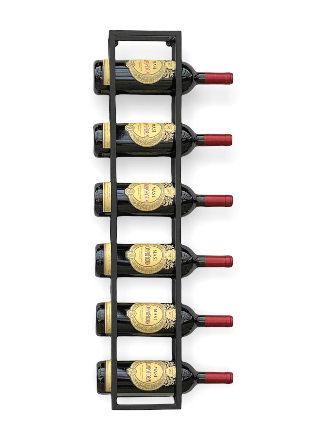 WEINREGAL für 6 Flaschen Metall Wand 80 cm Schwarz 96238 - Schwarz, Metall (15/80/15cm) - DanDiBo