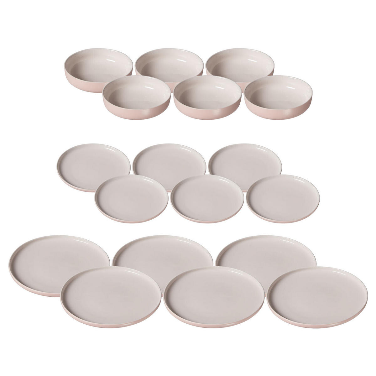 TELLER UND SCHALENSET Jasper rosa 18er Set - Robinienfarben, Keramik (1/1/1cm) - Ritzenhoff Breker