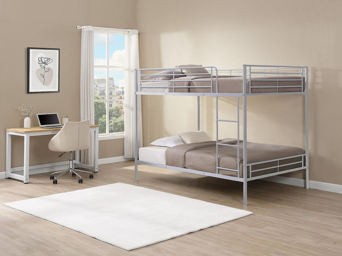 ETAGENBETT - 2 x 120 x 190 cm - Silber - DUOTIS - Silberfarben, Metall (126/198cm) - Vente-Unique