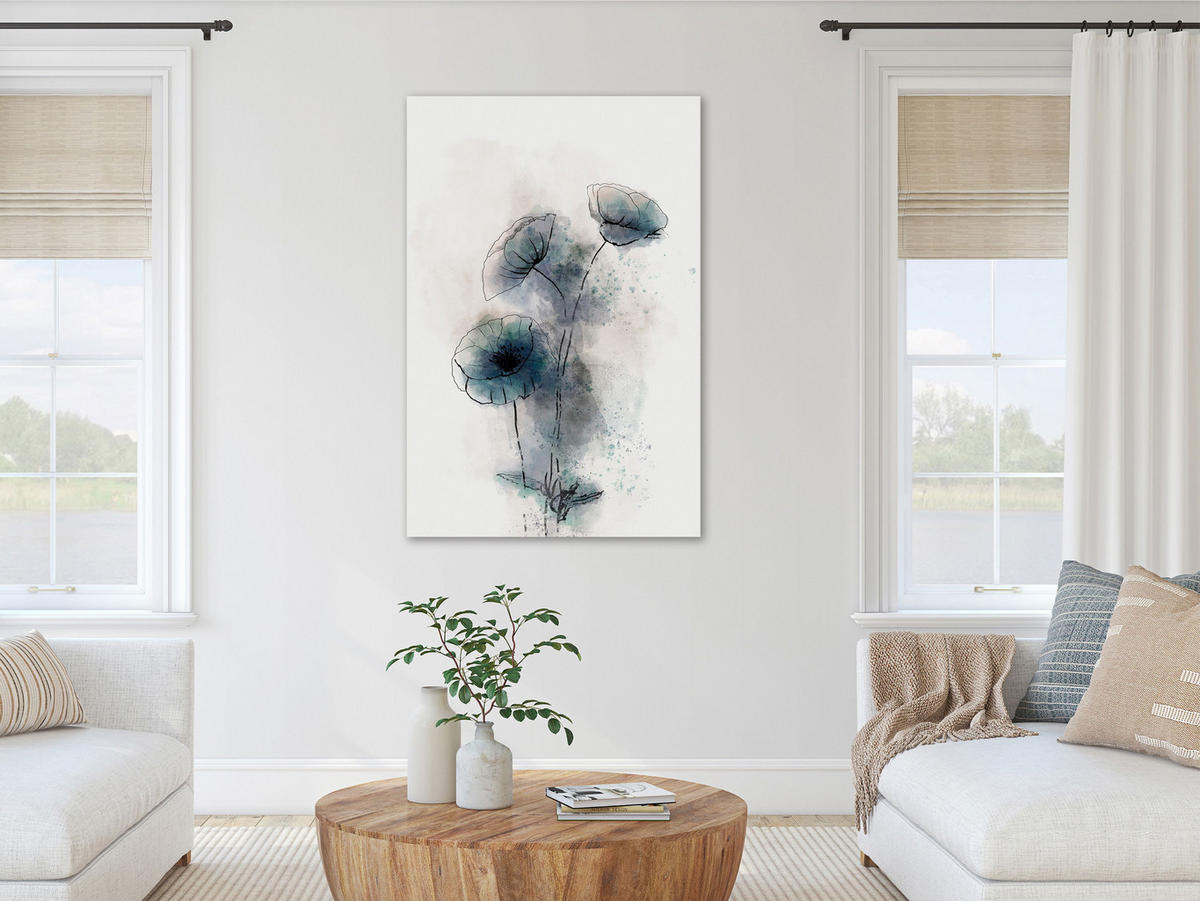 KUNSTDRUCK Weiß 40/60 cm - Blau/Weiß, Textil (40/60cm) - KUNSTLOFT