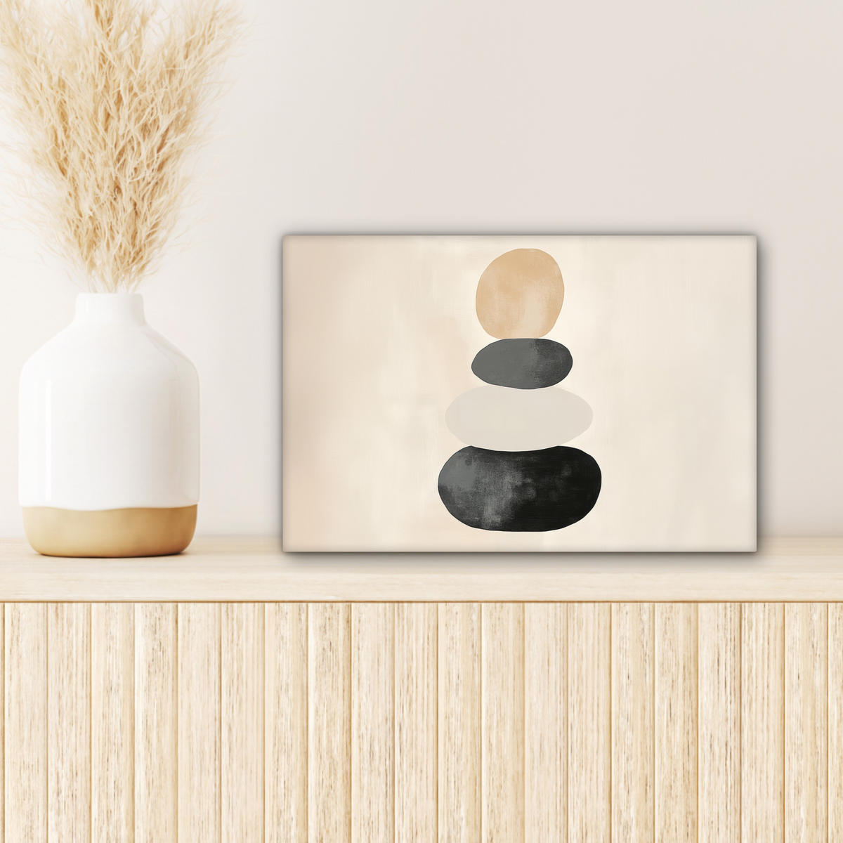 LEINWANDBILD Japandi - Wabi sabi - Beige 30x20 cm - Taupe, Textil (30/20cm) - MuchoWow