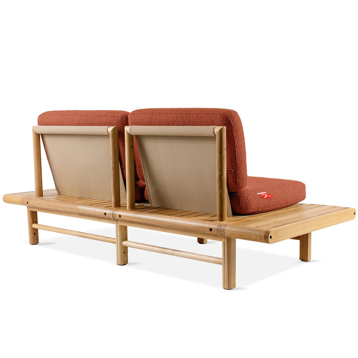 GARTENSOFA ATREDA 2-Sitzer, mit beideseitig Ablagen - Orange, Holz/Textil (190/74/80cm) - KONSIMO®