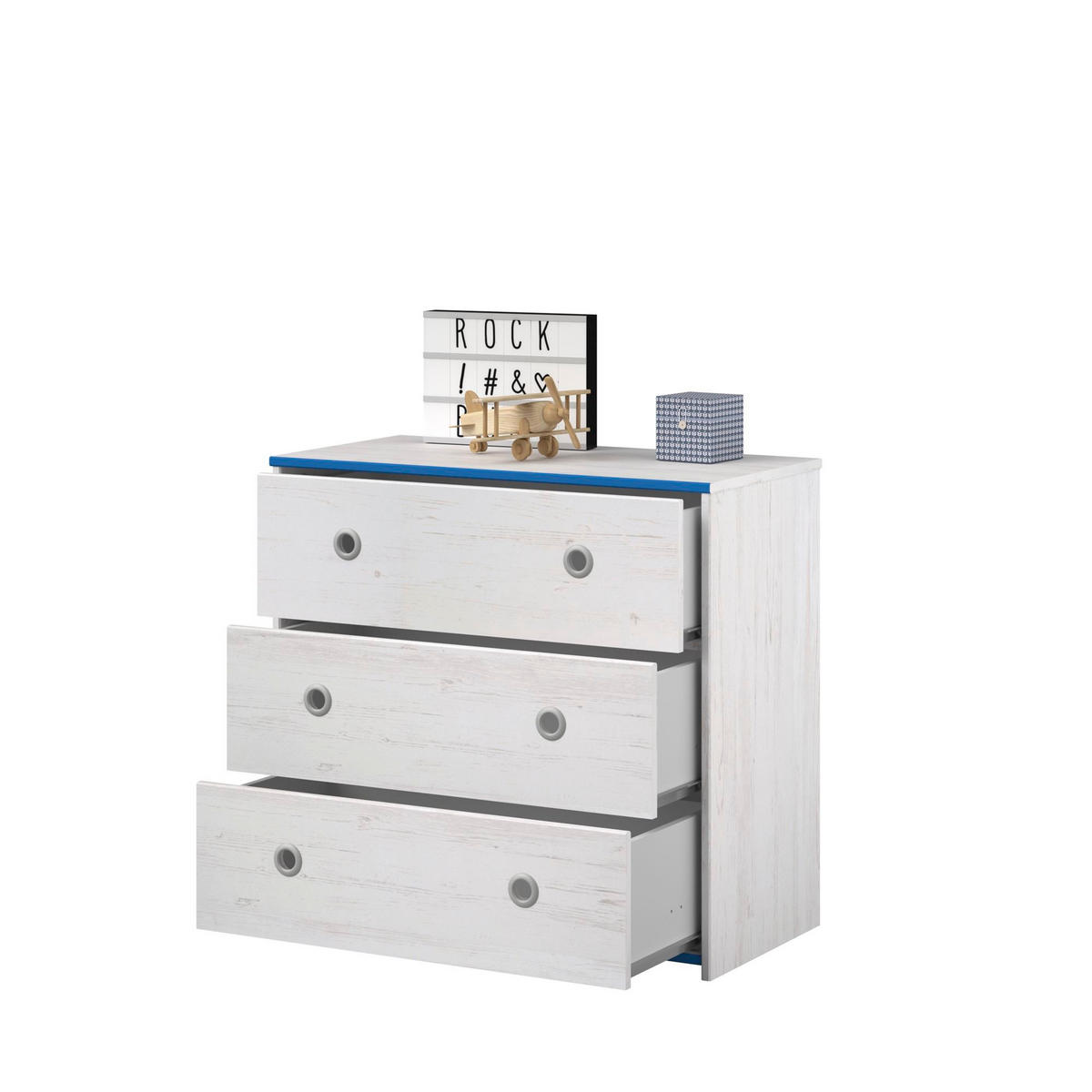 KINDERZIMMER SET Parisot Smoozy 5-tlg. Holzdekor Kiefer Weiß/Blau - Blau/Weiß, Kunststoff (100/1/200cm) - 58aufmkessel