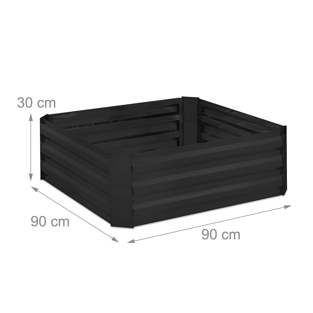 HOCHBEET - Schwarz, Metall (90/30/90cm) - Relaxdays