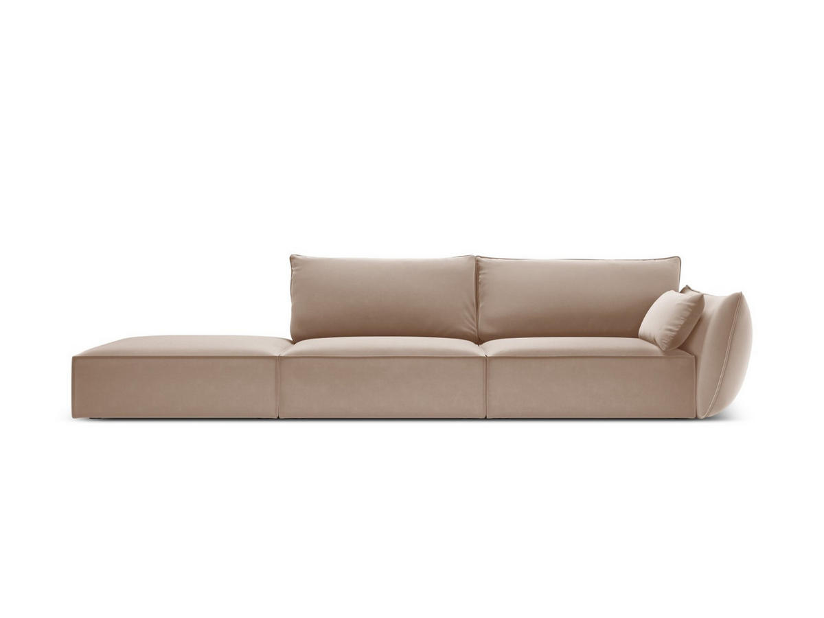 LINKES-SOFA Kaelle aus Samt beige 4 Sitzplätze - Beige, Textil (110/85/264cm) - Micadoni