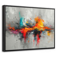 LEINWAND Bilder mit Rahmen - Moderne Kunst - Orange - Grau - Abstrakt - 40x30 - Hellgrau, Textil (40/30cm) - MuchoWow