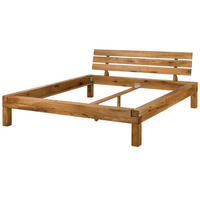 BETT Massivholz Wildeiche 200 x 200 x 89 natur BALKENMÖBEL #204 - Naturfarben, Holz (200/200cm) - Massivmoebel24