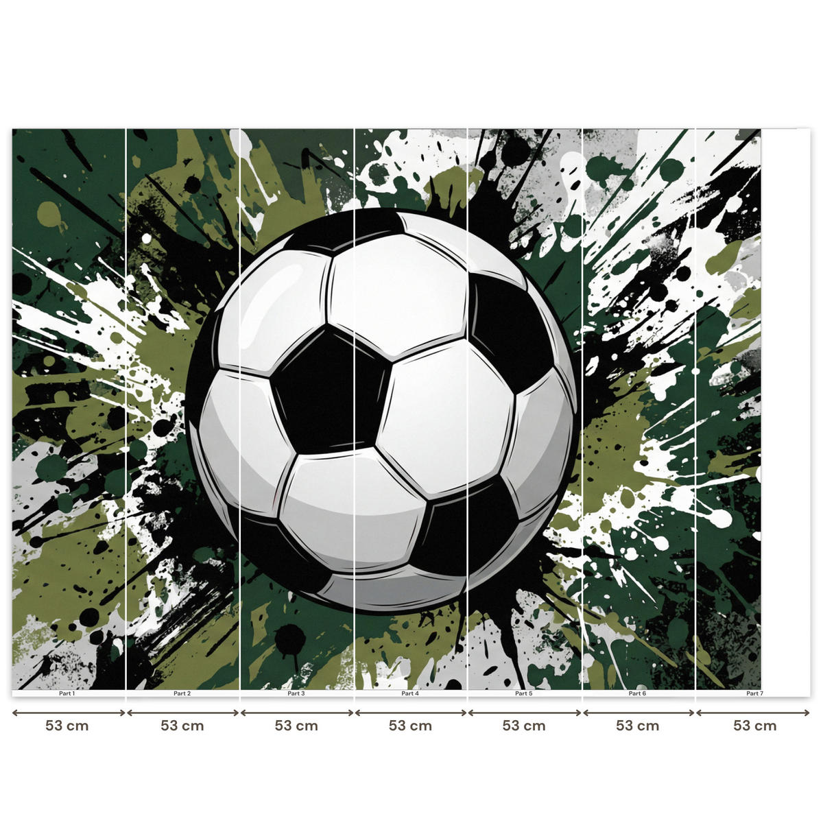 KINDERTAPETE - Fußball - Farbe - Spritzer - Grün - 350x260 cm - Dunkelgrün, Papier (350/260cm) - OnlyWow