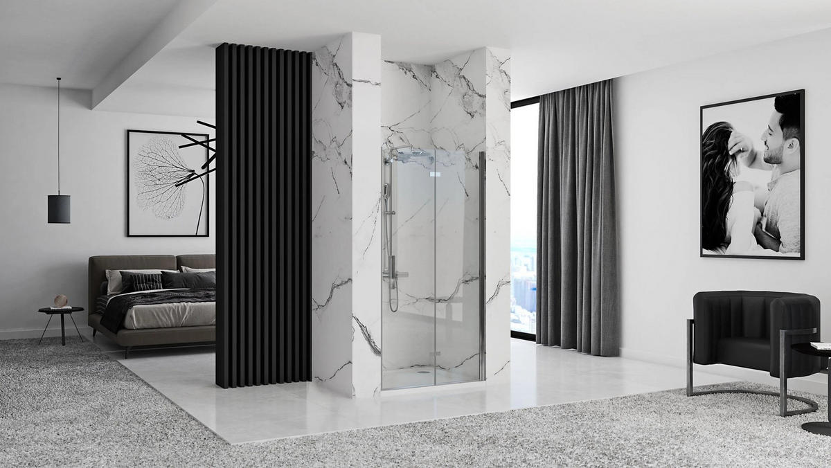 DUSCHTÜR Rea Molier Chrom+ Profil 100 - Chromfarben, Glas (100/190cm) - REA