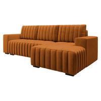 ECKSOFA Hugo, Seite: Rechts - Dunkelbraun/Orange, Holz/Textil (240/140cm)