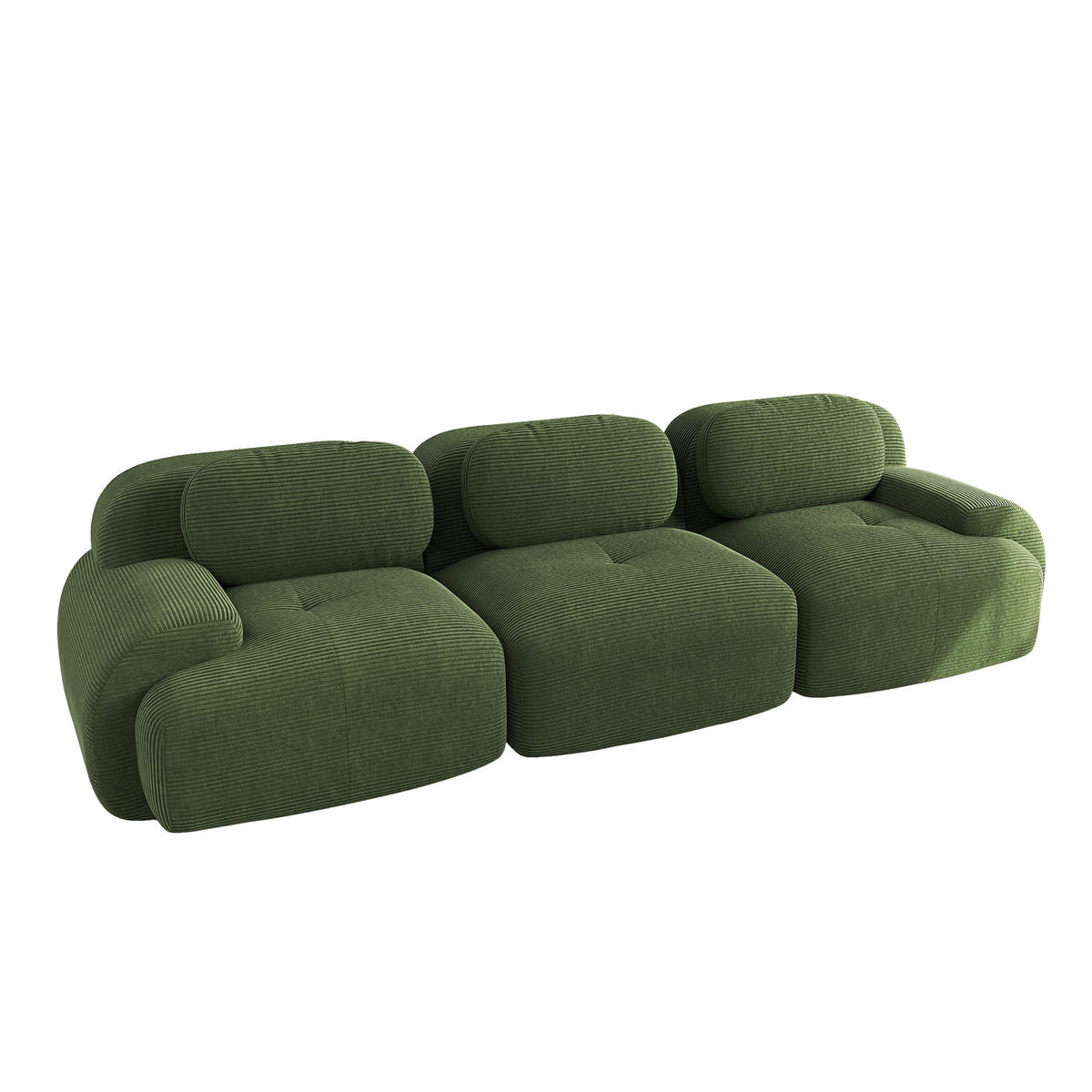 3-SITZER-SOFA in Premium-Cord Montagefrei & Rutschfest - Grün, Textil (298/75/103cm) - Urban Meuble