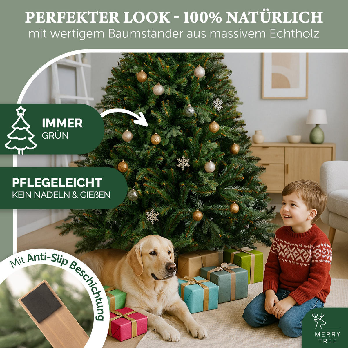 WEIHNACHTSBAUM aus PE & PVC Mix, 150 cm - Grün, Kunststoff (150cm) - Merry Tree