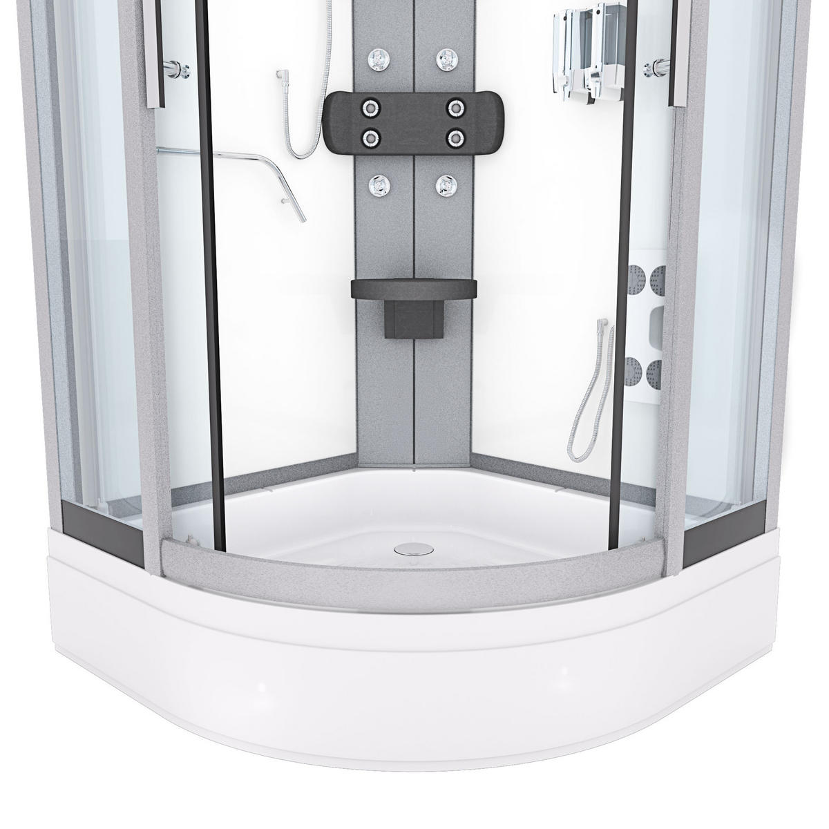 FERTIGDUSCHE Dusche D58-50T1 Weiß 90x90 - Weiß, Glas/Kunststoff (90/90/225cm) - AcquaVapore by Sandra Jentho