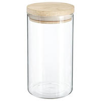 LEBENSMITTELBEHÄLTER mit Bambusdeckel 1 l 10/10/18 cm - Transparent, Glas (1L) - 5five Simply Smart