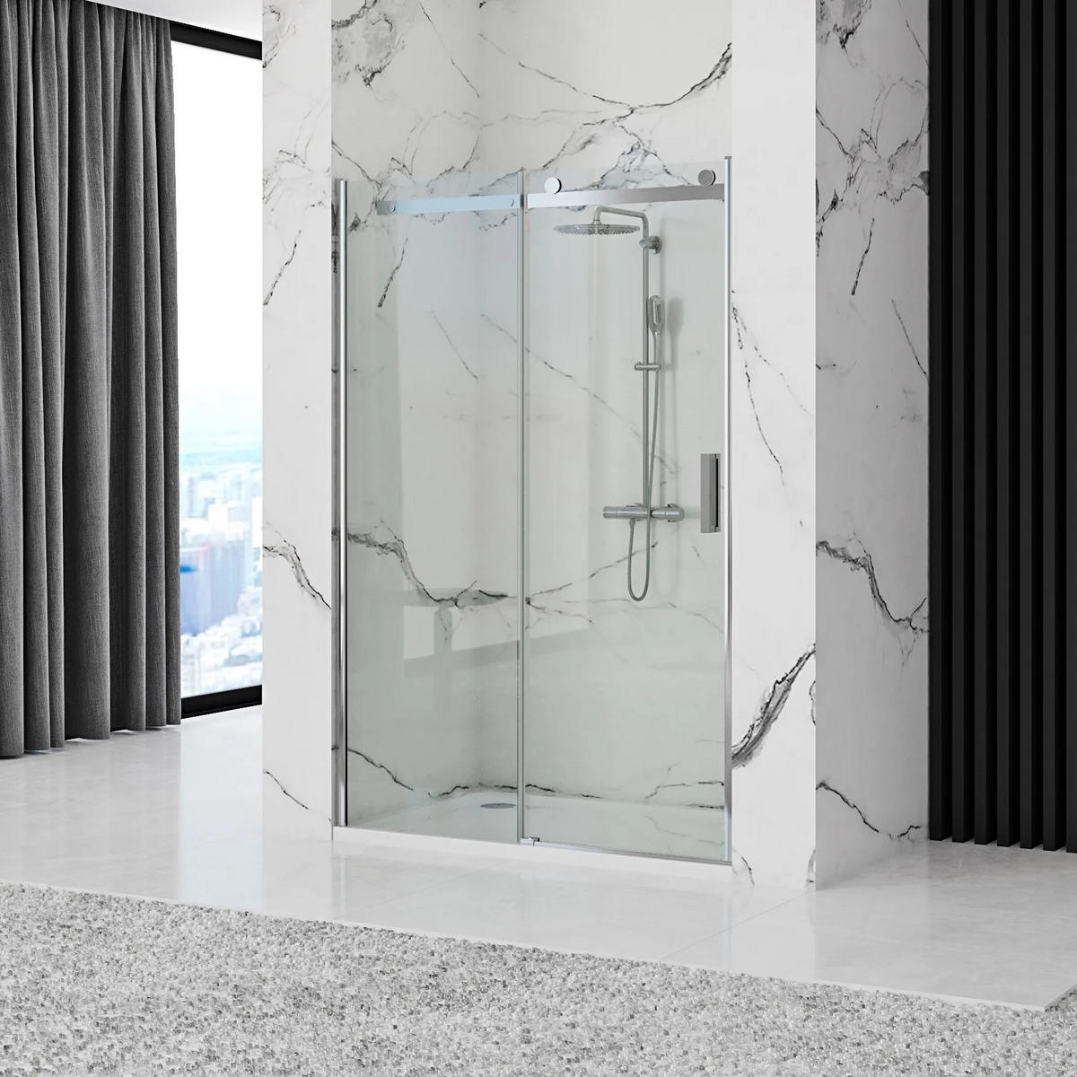 DUSCHTÜR Rea Nixon-2 120 linke - Chromfarben, Glas (119.5/190cm) - REA