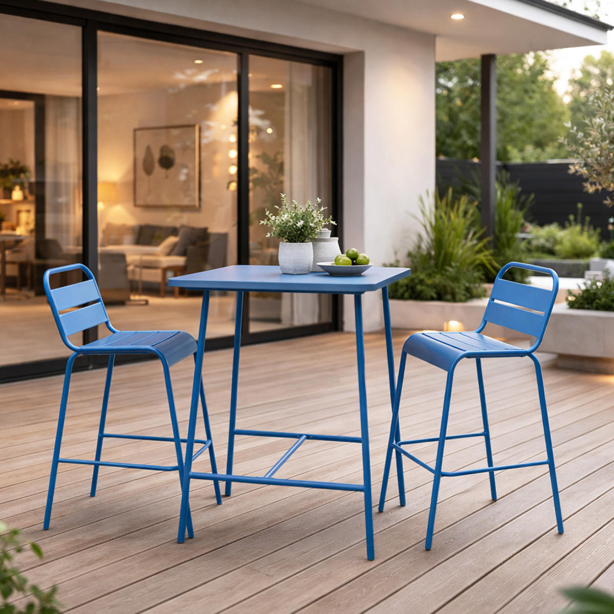 GARTENMÖBEL Bergame Blau - Blau, Metall - Concept Usine