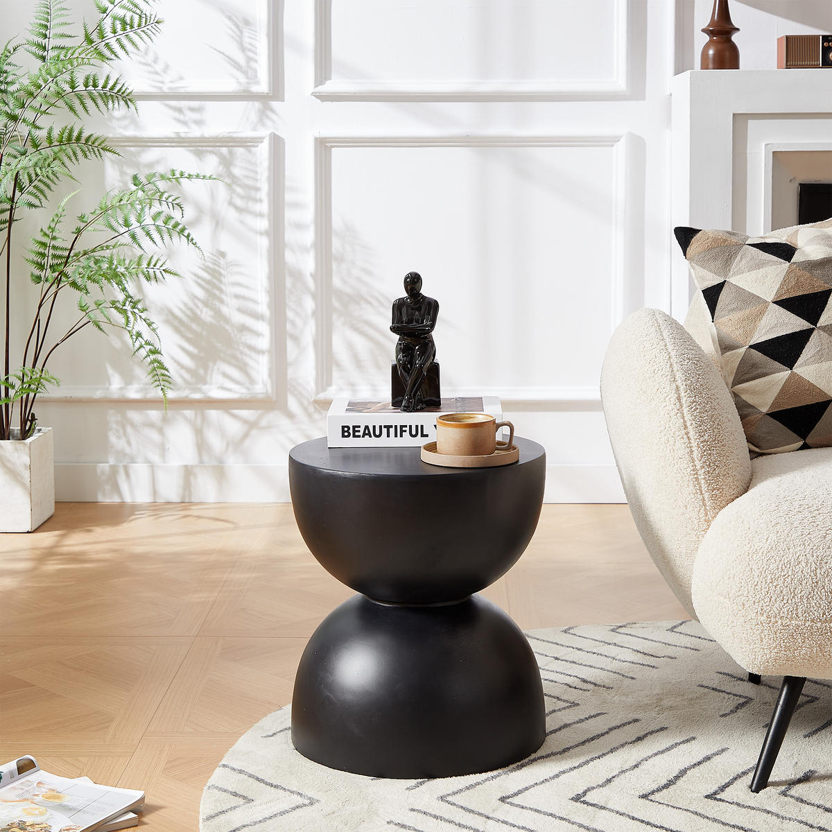 BEISTELLTISCH Rund Schwarz 45 x 45 x 52 cm - Schwarz, Metall (39.5/39.5/45cm) - Nordlys