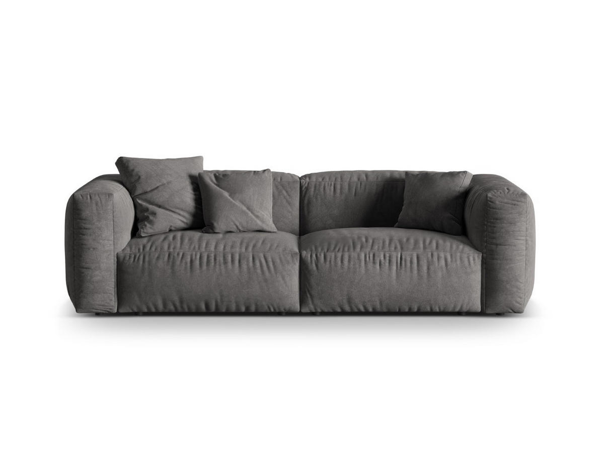 SOFA modular Martina aus Samt grau 3 Sitzplätze - Grau, Textil (240/75/106cm) - Micadoni
