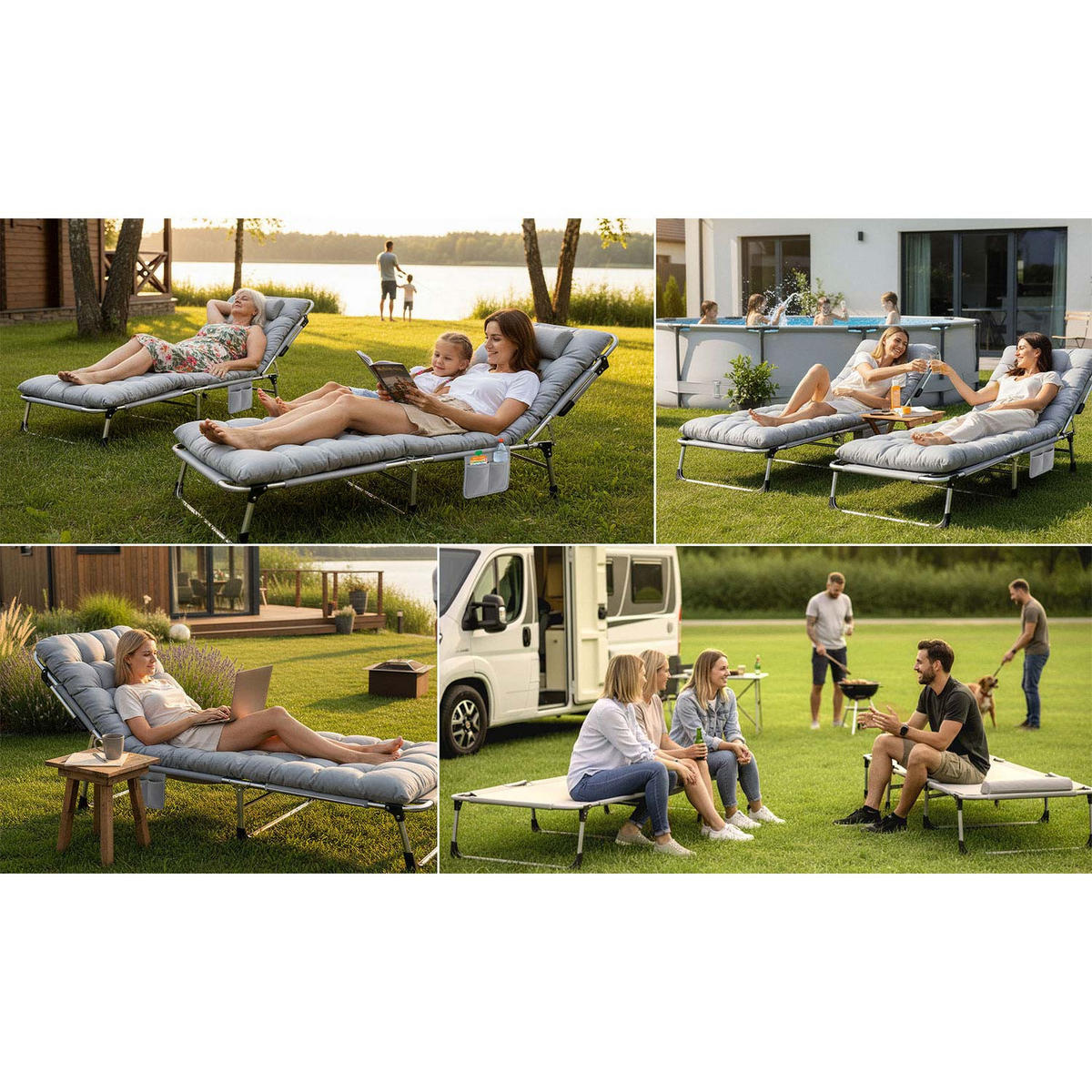 GARTEN-RELAXSESSEL Klappbarer Dream - Grau, Metall (67/75.5/193cm)