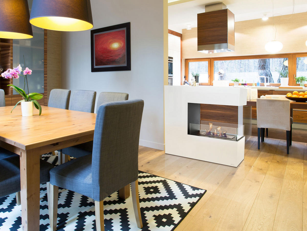 BIOETHANOL-KAMIN Weiß Bodenmodell inklusive 2.2 L Brennblock - Weiß, Metall (100/90/35cm) - Purline