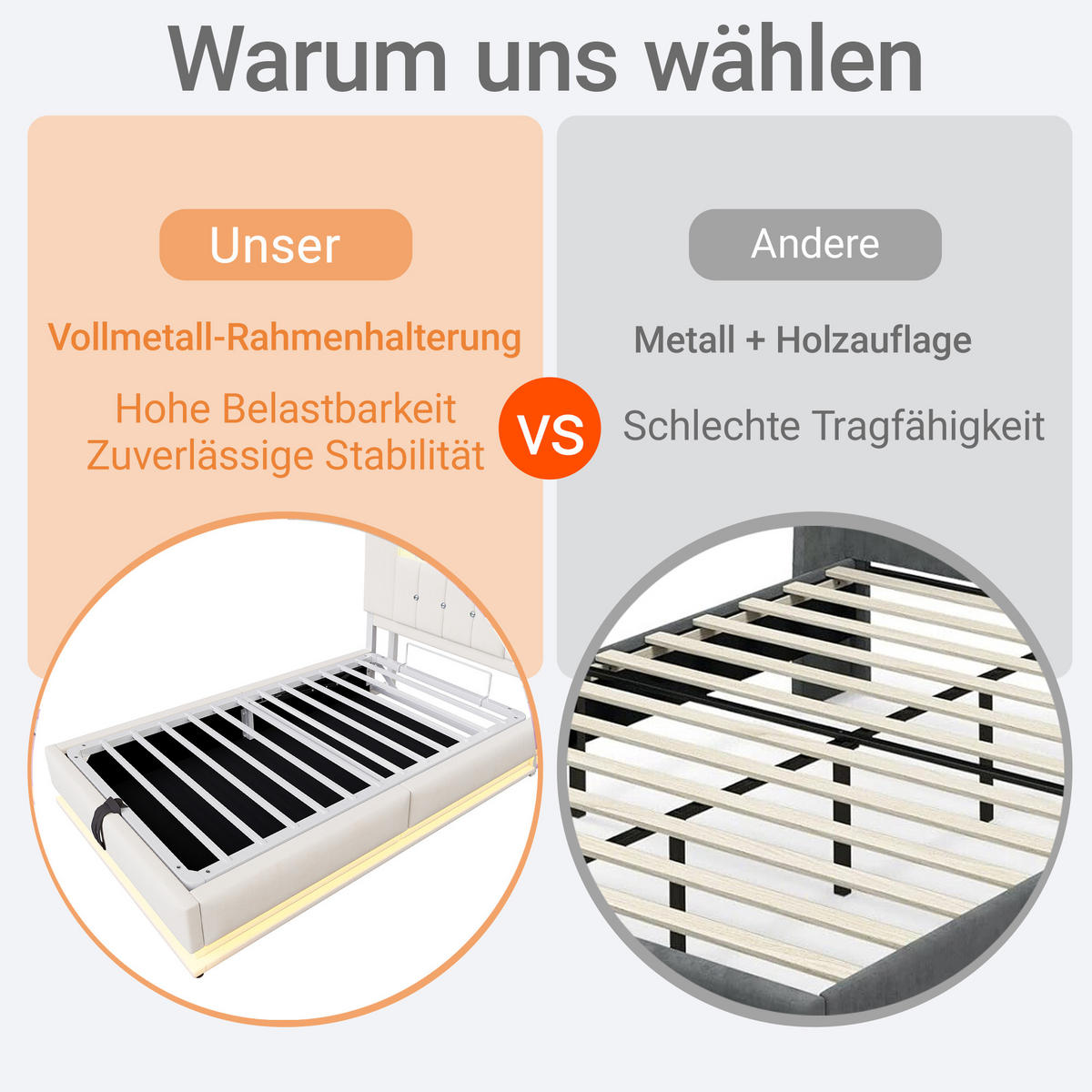 ČALOUNĚNÁ POSTEL 90/200 cm v béžové barvě s úložným prostorem, LED a USB - béžová, kov/kompozitní dřevo (90/200cm) - CHICFURN