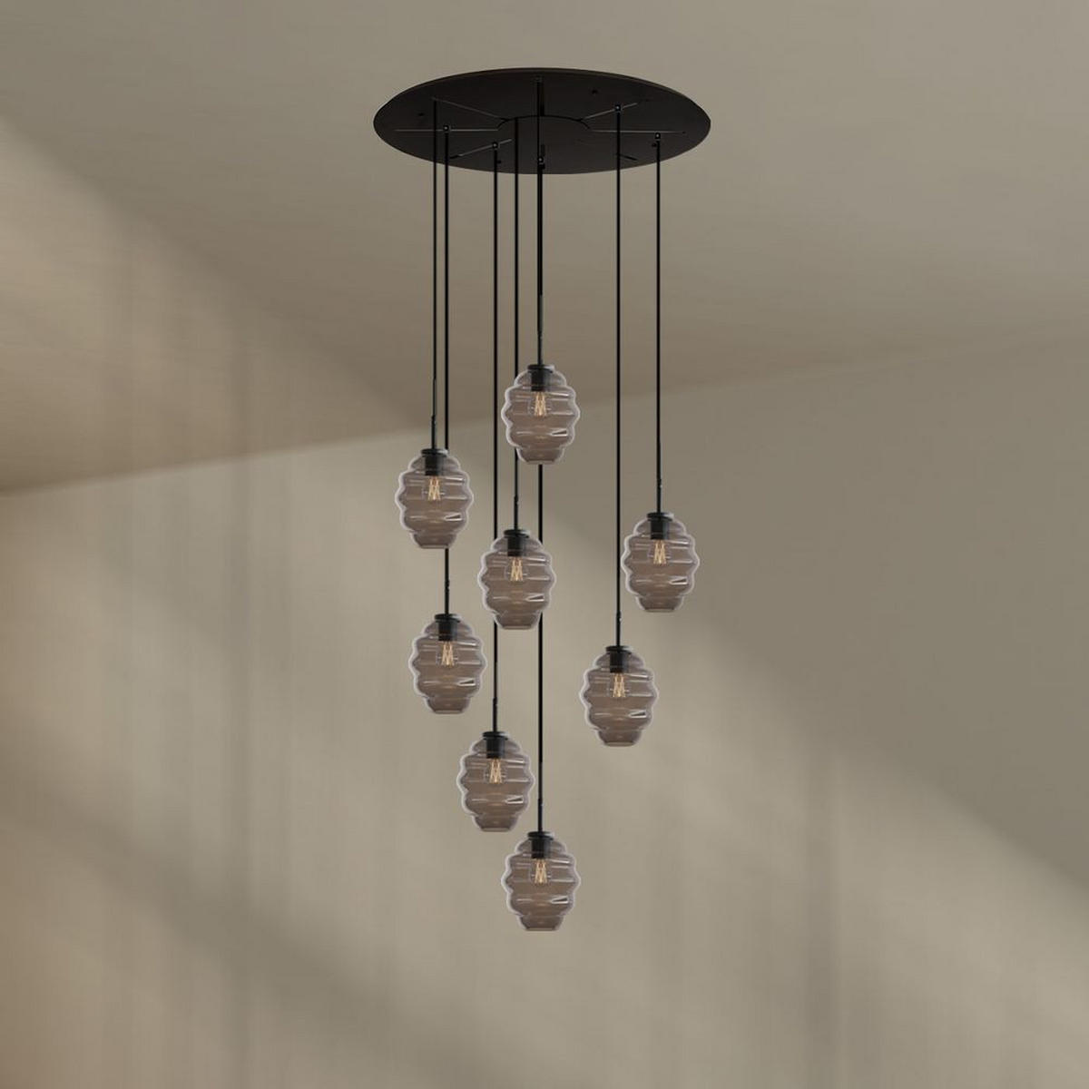 GALERIELEUCHTE Echos 8-flammig Rauch Ø 18cm - Anthrazit/Schwarz, Glas (18/18/20cm) - s.luce