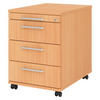 ROLLCONTAINER - 3 Materialschubladen 58/42,8/59 cm in Buchefarben Relinggriff (Kunststoff) - Buchefarben, Holzwerkstoff (42.8/59/58cm) - bümö