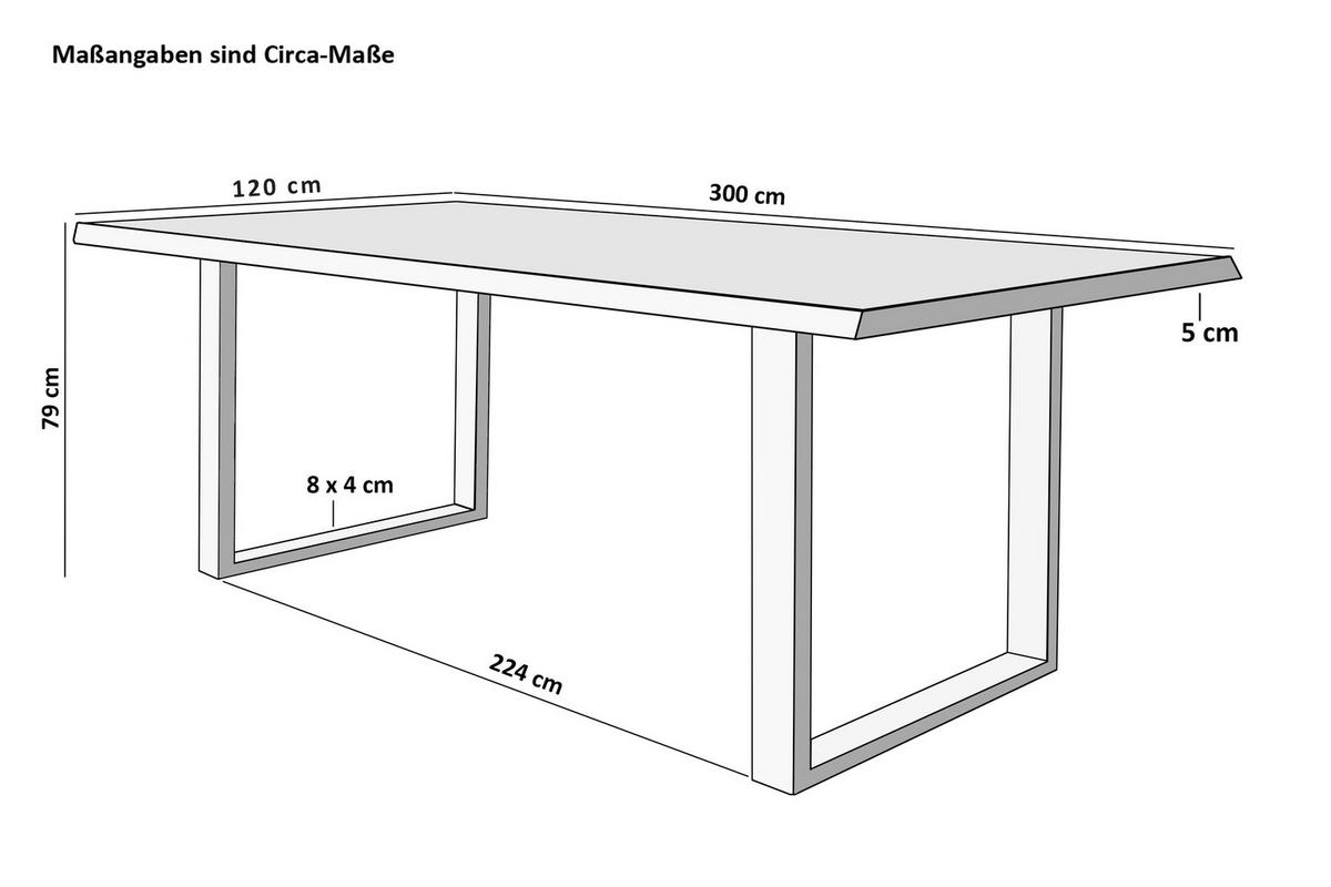 ESSTISCH VALIN - Schwarz/Braun, Holz/Metall (120/300/79cm) - SAM