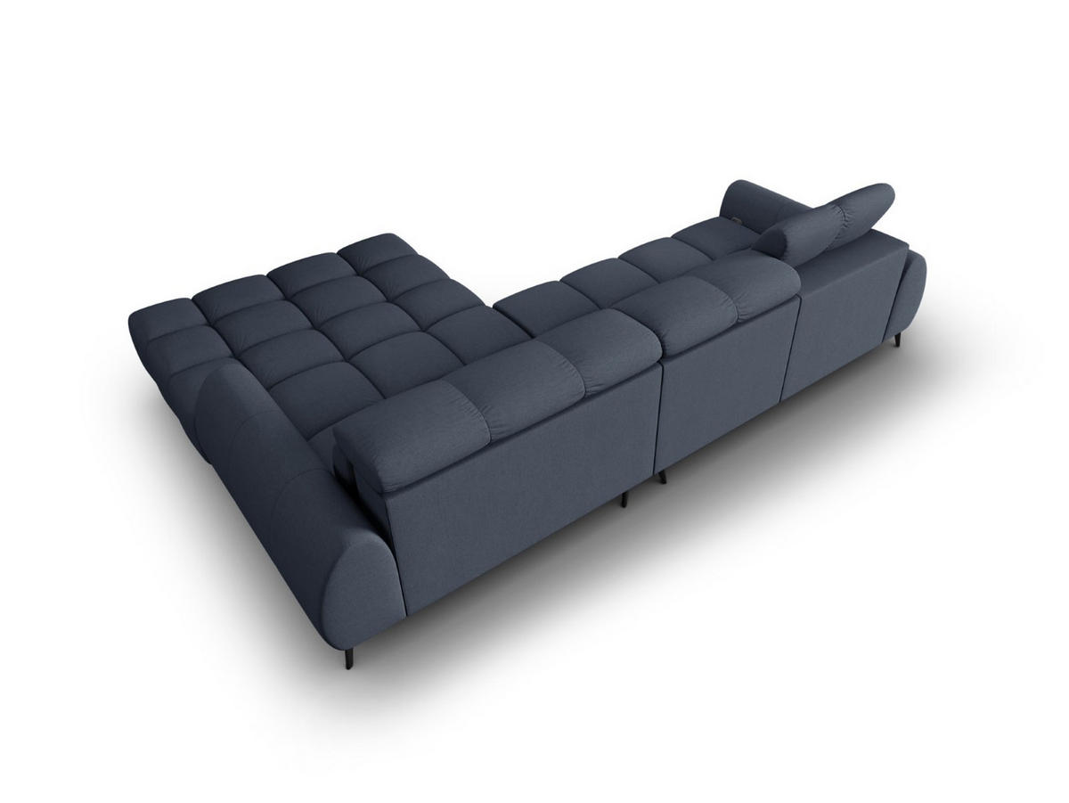 ELEKTRISCHES-ECKSOFA rechts Alyse aus strukturiertem Stoff dunkelblau 5 Sitzplätze - Dunkelblau, Textil (188/295cm) - Micadoni