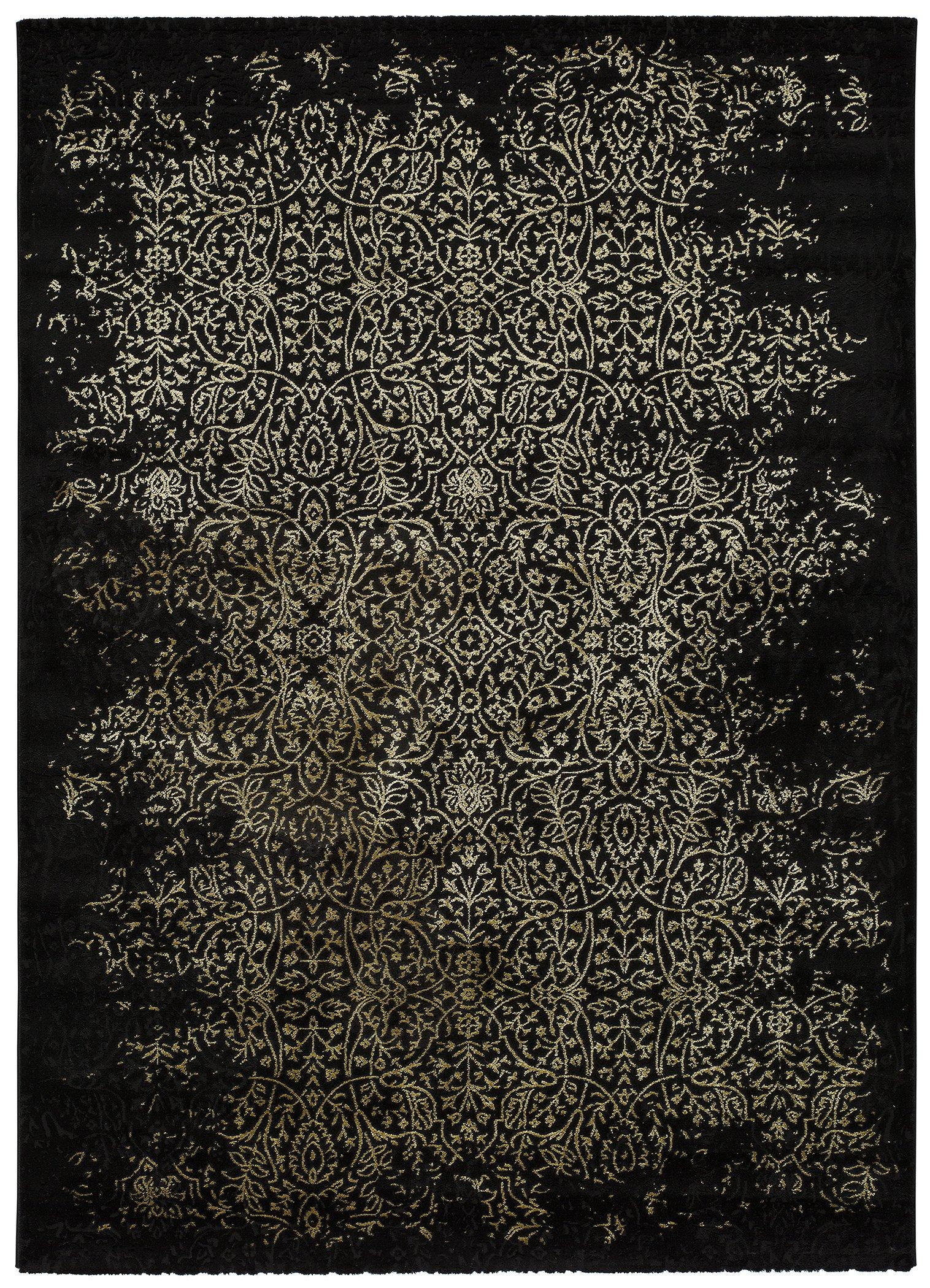 Atticgo Webteppich Schwarz, Gold 160x230 cm