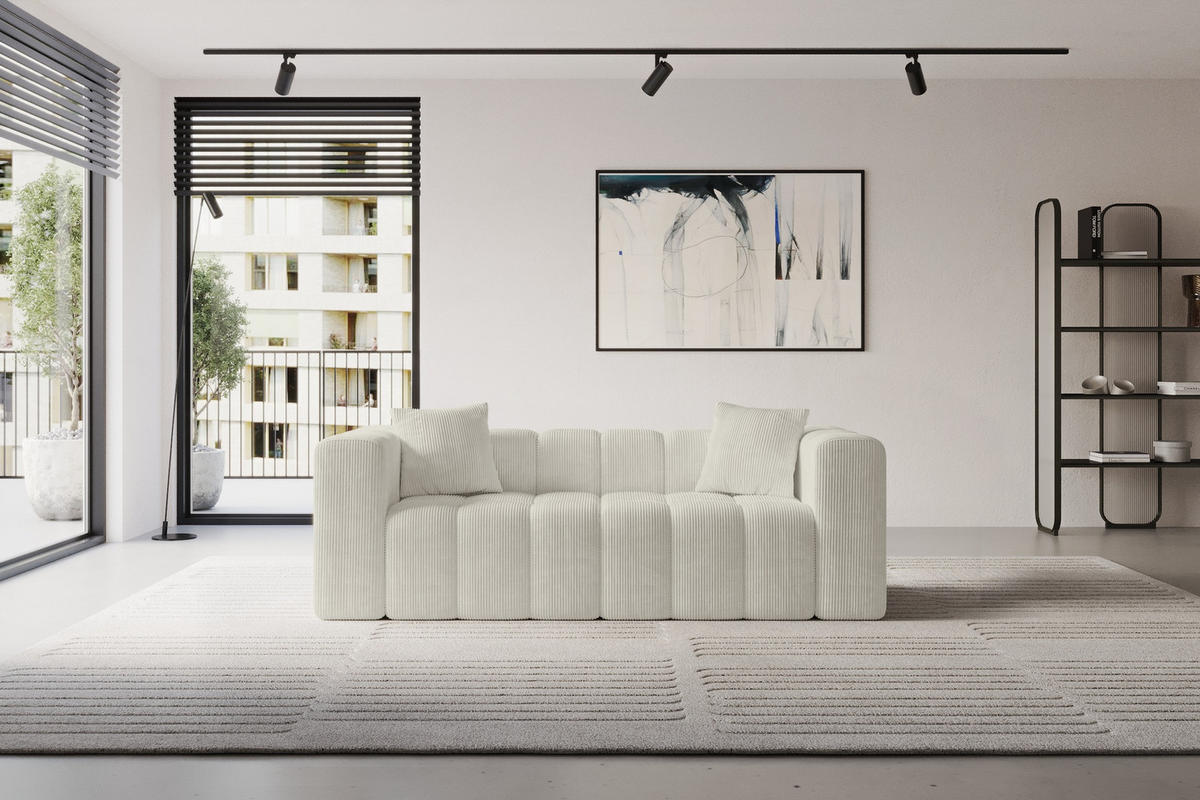 POHOVKA 2-MÍSTNÁ DONY-2 232x90x71 cm Krémová Manšestr - černá/krémová, kompozitní dřevo/textil (232/71/90cm) - ALTDECOR