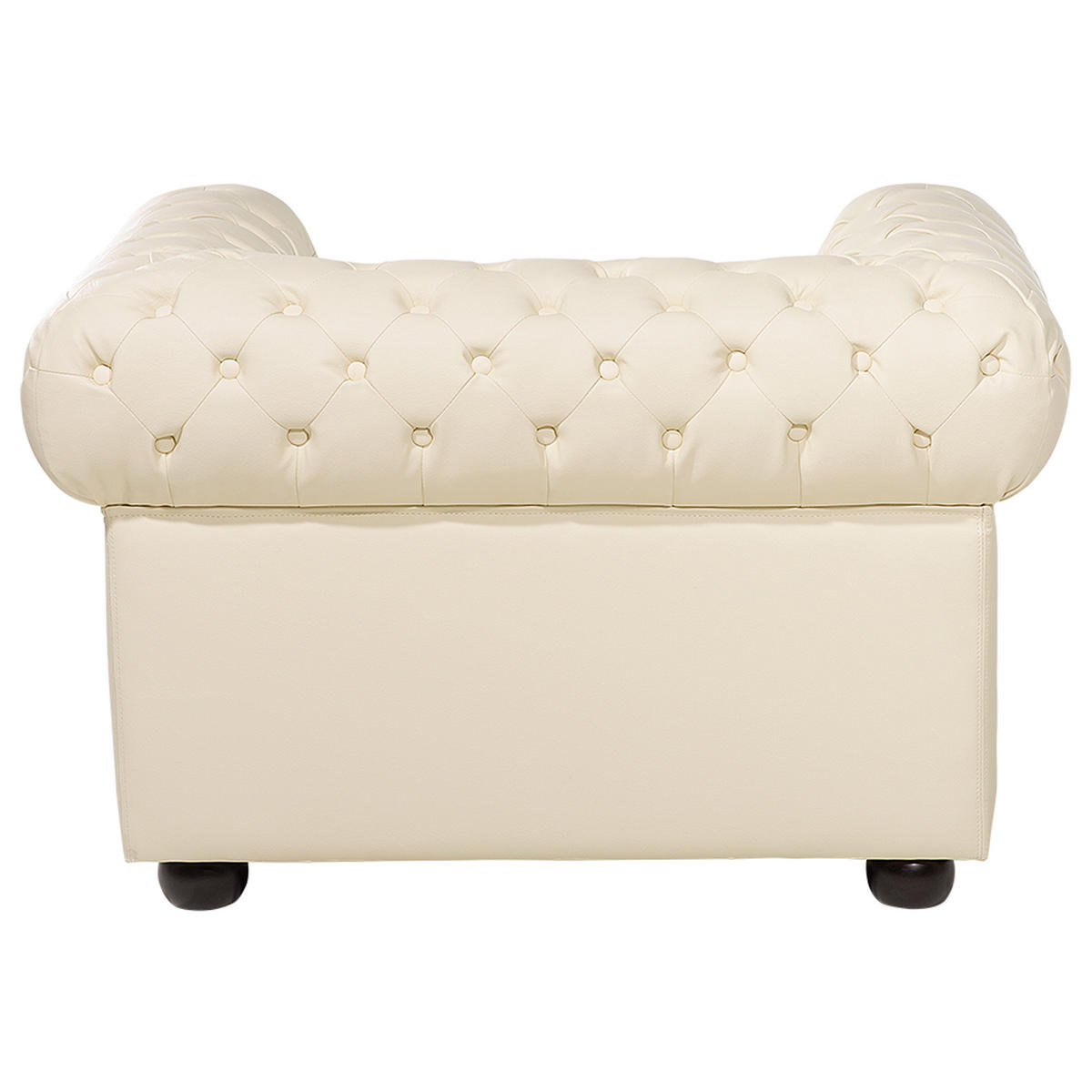 SESSEL Leder creme Chesterfield - Beige/Braun, Leder (108/70/80cm) - Beliani