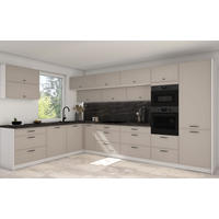 L-FORM KÜCHENZEILE Salo 18-tlg Weiß / Kaschmir Matt 387,2 / 266,7 / 207cm - Blum Teilauszug - Kaschmir/Weiß, Holzwerkstoff/Metall (387.2/207/266.7cm) - Feldmann-Wohnen